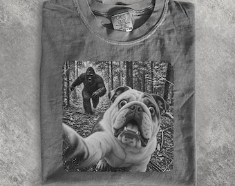 English Bulldog T-Shirt Funny Big Foot Running After Dog Shirt
