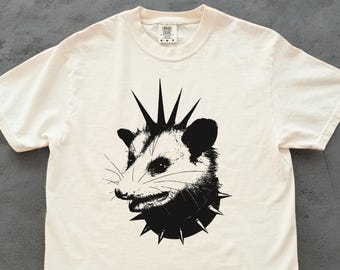 Punk Possum Comfort Colors® Tshirt, Retro Y2k Punker Possum Shirts, Rocker Shirts, Rock Gifts, Funny Unisex Graphic Shirts