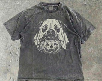 Comfort Colors® Pug Halloween Shirt, Dog Lover Halloween, Spooky Pug, Dog Mom Fall Top, Trick or Treat Cute Dog Tee