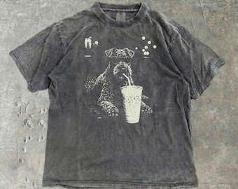 Kerry Blue Terrier Comfort Colors T-Shirt: Iced Coffee Kerry Blue Mom Gift Tee - Vintage Dog Funny Kerry Blue Dad Tee