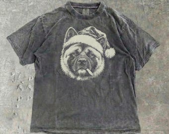 Comfort Colors® American Akita Bad Santa Shirt, Christmas Akita Mom Gift, X-Mas Akita Tee, Merry Christmas Dog Owner Gift, Akita Santa Hat