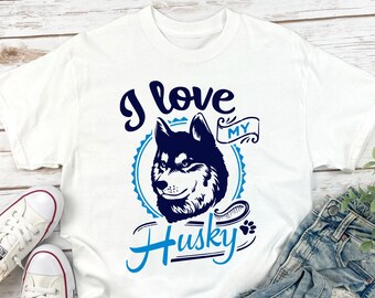 Husky Comfort Colors T-Shirt - I Love My Husky Tee, Siberian Husky Dog Mom Dad Gift, Cute Dog Lover Shirt