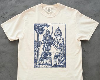 Knight Labrador Rider Vintage T-shirt, Retro 90s Graphic Tee Dark Art Medieval Funny Dog Meme Shirt, Lab Mom Dad, Grimdark Gift