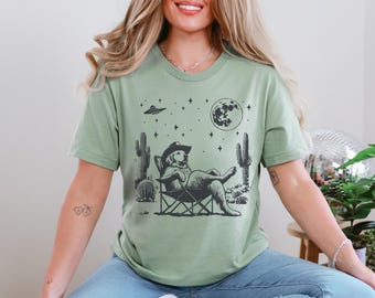 Golden Retriever, koszulka vintage dla psa, koszulka UFO Western, koszulka retro, koszulka z psem kowbojem, złota mama, złoty tata, prezent dla golden retrievera