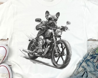 French Bulldog Biker Shirt Vintage Style – Perfect for Motorcycle Lovers and Frenchie Fans! Frenchie Mom Gift, Frenchie Owner Tee