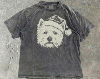 Comfort Colors® West Highland White Terrier Bad Santa Shirt, Christmas Westie Mom Dad Gift, X-Mas Tee, Westie Santa Hat