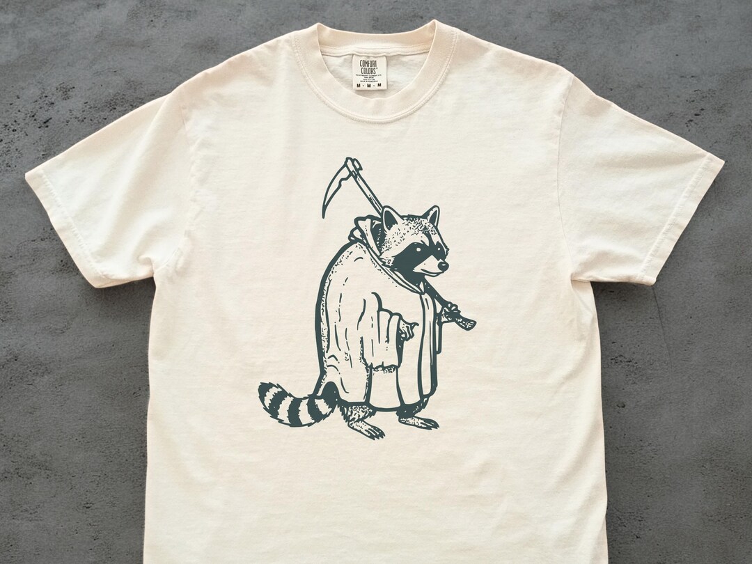 Racoon Reeper Grim Reaper Raccoon T-shirt, Cute Goth Raccoon With Scythe, Spooky ...
