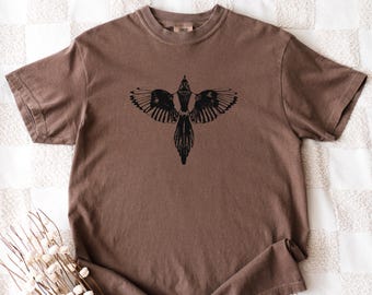 Magpie Bird Line Art Shirt – Vintage Flying Bird Tee, Minimalist Wildlife Nature Lover Gift, Ornithology Aesthetic Top