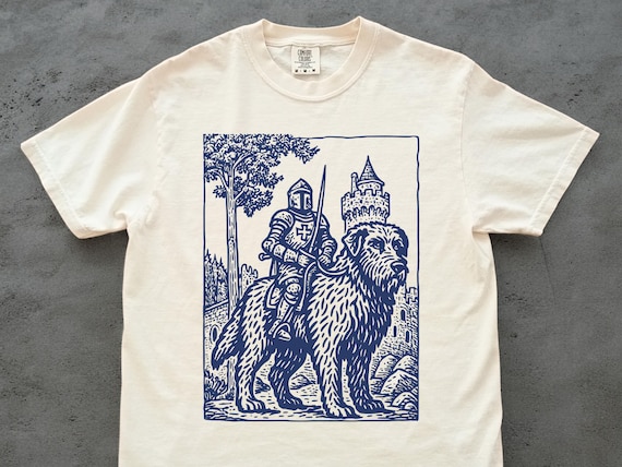 Knight Irish Wolfhound Rider Vintage Shirt, Retro 90s Graphic Tee, Dark Art, Medieval Funny Dog, Meme Shirt, Wolfhound Mom Dad Grimdark Gift