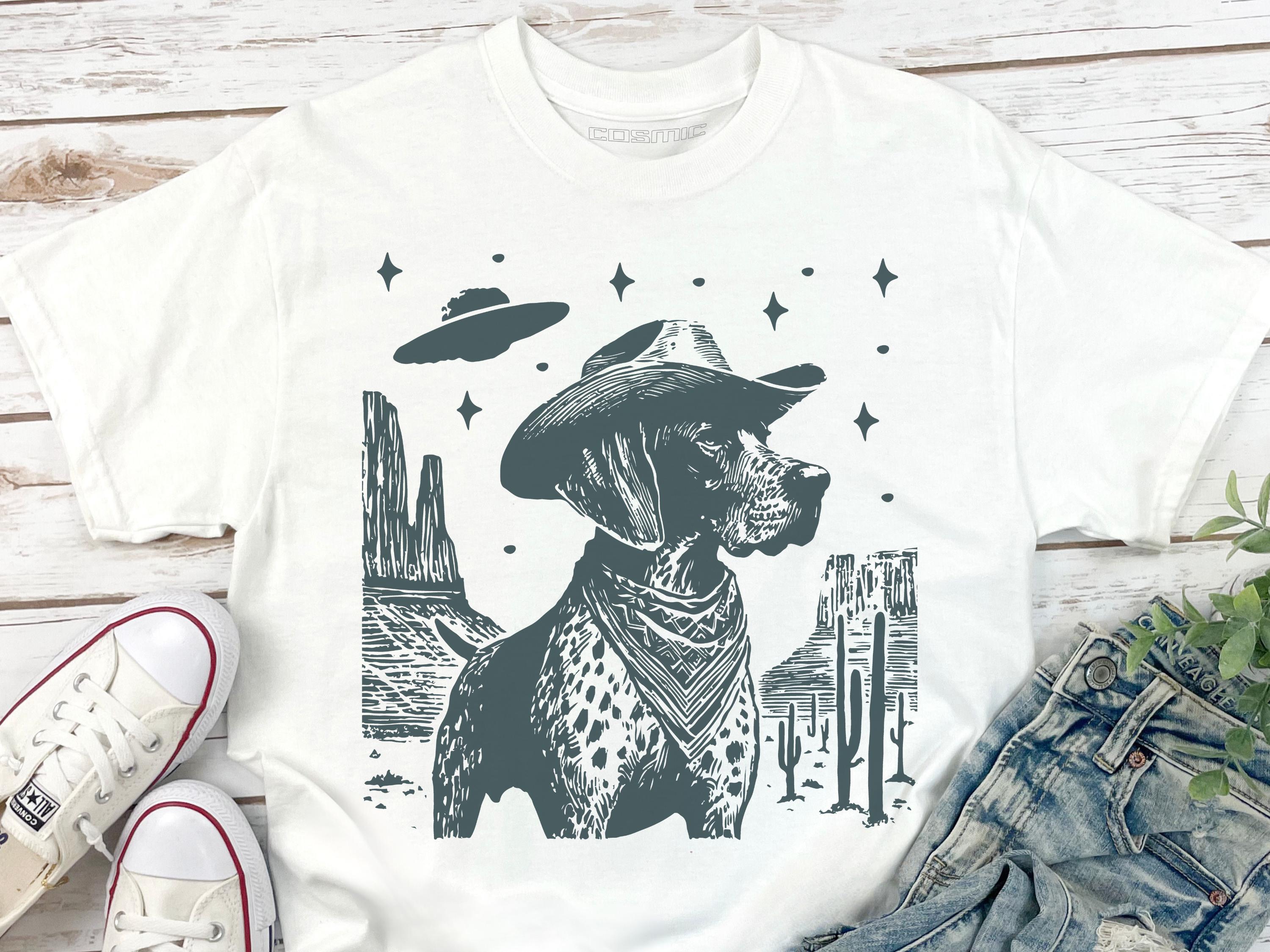 Koszulka kowbojska z niemieckim krótkowłosym pointerem - koszulka Vintage GSP Dog UFO, koszulka Dad GSP Mom, koszulka Hunter Dog, koszulka Hunting Dog, koszulka Country Pointer Ranch