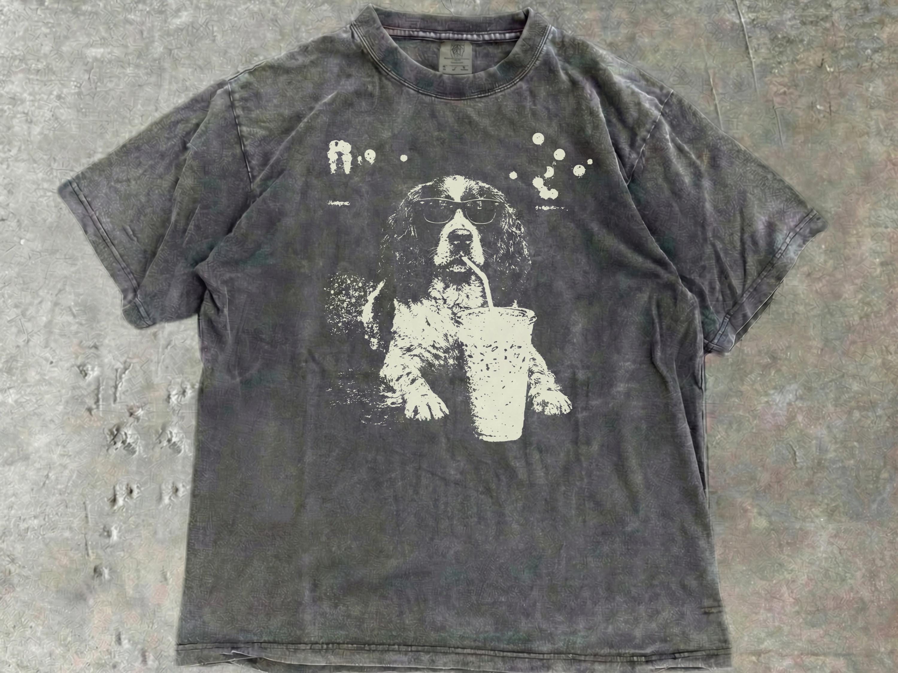 English Springer Spaniel Iced Coffee T-Shirt - Vintage Springer Mom Dad Gift T - Springer Owner - Springer Lover - Gift Dog Mom Chill Summer