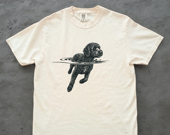 Portuguese Water Dog Swimming T-Shirt - Portie Beach Tee, Dog Mom Gift, Outdoor Portie Lover Shirt, Water Dog Lake Life Water T