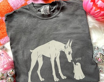Boo-p Ghost Doberman Comfort Colors T-Shirt, Funny Halloween Doberman Mom Shirt