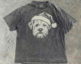 Comfort Colors® Soft Coated Wheaten Terrier Bad Santa Shirt, Christmas Wheaten Mom Dad Gift, X-Mas Tee, Wheaten Santa Hat
