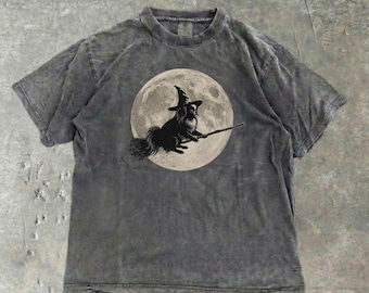 Japanese Chin Witch Shirt, Comfort Colors Full Moon Halloween Chin Dog Tee