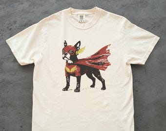 Boston Terrier Superhero Shirt – Funny Boston Tee for Comic Fans, Fast Dog Lover Gift, Nerdy Pet Humor Geek T