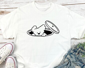 Funny Dog Comfort Colors T-Shirt - Minimalist Cute Mischievous Puppy Tee, Playful Dog Lover Gift, Simple Dog Graphic Shirt