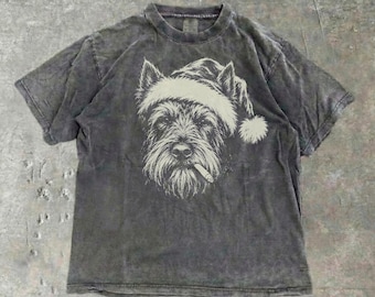 Comfort Colors® Scottish Terrier Bad Santa Shirt, Christmas Scottie Mom Dad Gift, X-Mas Tee, Scottie Santa Hat