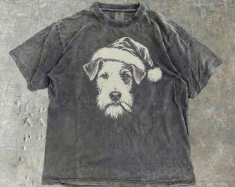 Comfort Colors® Wire Fox Terrier Bad Santa Shirt, Christmas Wire Fox Terrier Mom Dad Gift, X-Mas Tee, Wire Fox Terrier Santa Hat