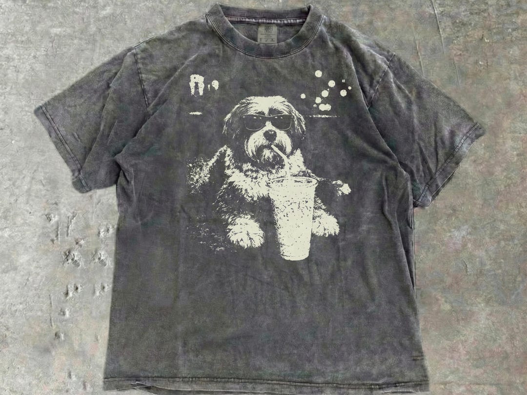 ビンテージテリアドック チベタン・テリア コンフォートカラーズ Tシャツ：アイスコーヒー