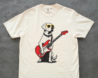 Rock Lab Shirt – Vintage Labrador Playing Guitar T-Shirt, Funny Lab Rocker Tee for Mom Dad, Retro Music Lover Gift, Cute Dog Vibes