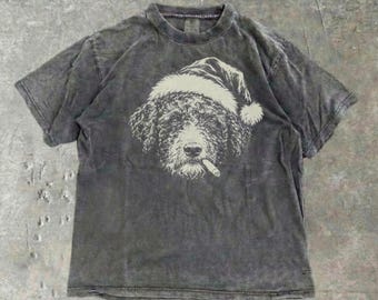 Comfort Colors® Spanish Water Dog Bad Santa Shirt, Christmas Spanish Water Dog Mom Dad Gift, X-Mas Tee, Spanish Water Dog Santa Hat