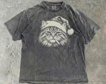 Comfort Colors® Siberian Cat Bad Santa Shirt, Christmas Siberian Mom Dad Gift, X-Mas Tee, Siberian Santa Hat