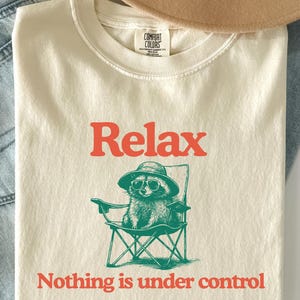 Maglietta vintage Chill Raccoon - Rilassati, niente è sotto controllo, maglietta Trash Panda, maglietta estiva con procione, vibrazioni rilassanti con procione