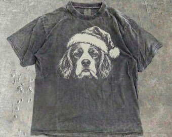 Comfort Colors® Welsh Springer Spaniel Bad Santa Shirt, Christmas Welsh Springer Spaniel Mom Dad Tee, Smoking Dog Santa Hat