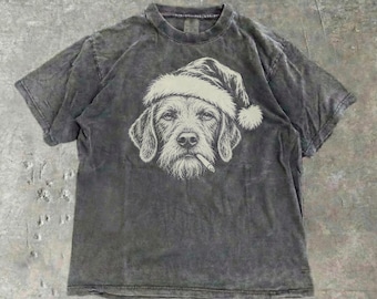 Comfort Colors® Wirehaired Vizsla Bad Santa Shirt, Christmas Wirehaired Vizsla Mom Dad Gift, X-Mas Tee, Wirehaired Vizsla Santa Hat