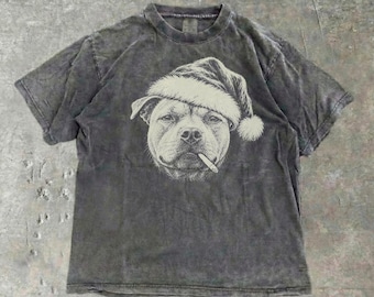 Comfort Colors® Staffordshire Bull Terrier Bad Santa Shirt, Christmas Staffy Mom Dad Gift, X-Mas Tee, Staffy Santa Hat