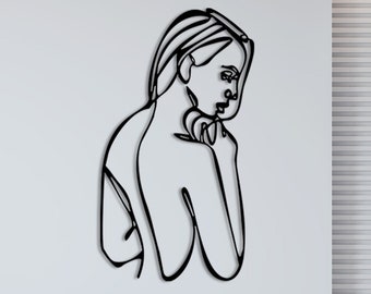 Metal Wall Decor, Metal Women Wall Decor, Woman Metal Wall Art, Line Wall Art, Metal Women Home Decor, Metal Line Art, Line Wall Art, Metal