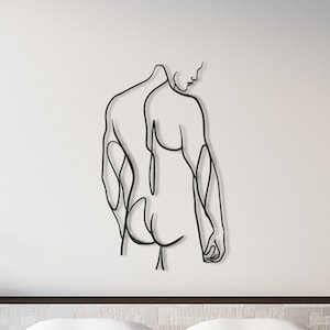 Metall Wanddekor, Linie Wandkunst, Metall nackte Männer Wanddekor, Nu Männer Körper Wanddekor, Männer Körper Dekor, Paar Metall Wanddekor, Metall Linie Kunst