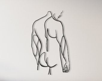 Metal Wall Decor, Line Wall Art, Metal Naked Men Wall Decor, Nu Men Body Wall Decor, Men Body Decor, Couple Metal Wall Decor, Metal Line Art