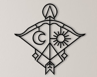 Arte de pared de metal de la constelación de Sagitario: Decoración del signo del zodíaco