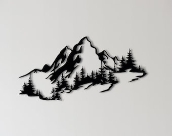 Decorazione da parete in metallo, decorazione da parete in metallo con montagna, arte da parete con montagna, regalo per gli amanti della natura, arte da parete con linee, arte da parete minimalista, arazzi