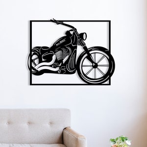 Metal Motorcycle Decor, Metal Harley Moto Wall Decor, Harley Home Decor, Garage Wall Decor, Line Wall Art, Office Wall Art, Gift for Boy