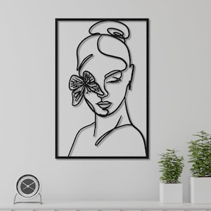 Minimalist Line Art, Metal Wall Decor, Metal Wall Art, Home Wall Hangings, Line Wall Art,Metal Women,  Geometric Wall Art, Home Metal Decor