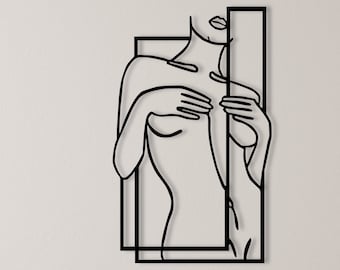Female Body Metal Wall Art, Woman Metal Wall Art, Bathroom Wall Decor, Metal Line Art, Bedroom Wall Decor, Wall Sculpture Art, Home Decor