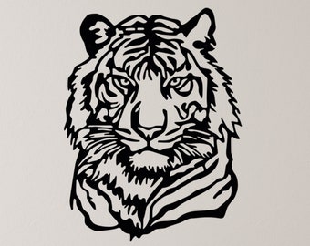 Tiger Metal Wall Art, Tiger Head Metal Wall Decor, Eye of Tiger Home Wall Art, Hanging Metal Tiger, Minimalist Art, Indoor Outdoor Hangings