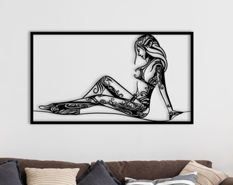 Metal Woman Line Art, Woman Wall Decor, Women Home Decor, Modern Home Wall Decor