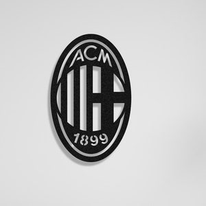Decoración de pared de metal, decoración de pared de metal del AC Milan, regalo para amantes del fútbol, decoración de pared de gimnasio, arte de pared de líneas, logotipo de metal del equipo de Milán, regalo para niño