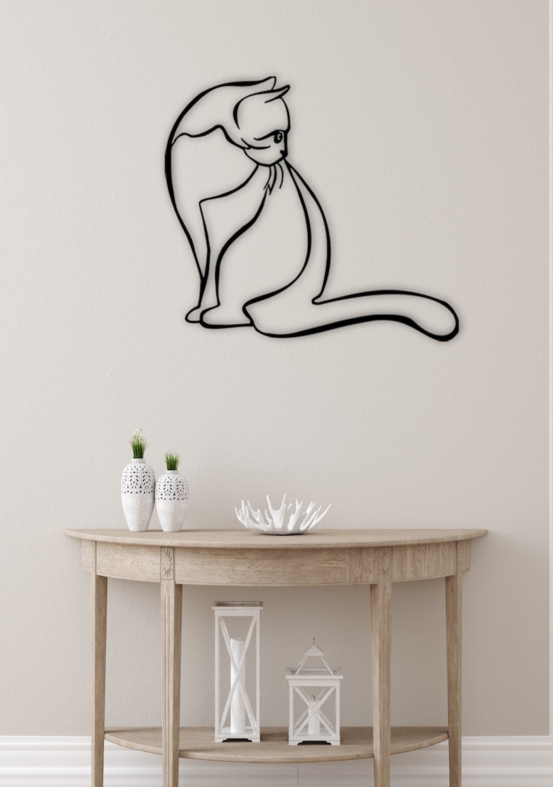 Cat Metal Wall Art, Minimalist Art, Cat Home Decoration , Cat Sign, Cat