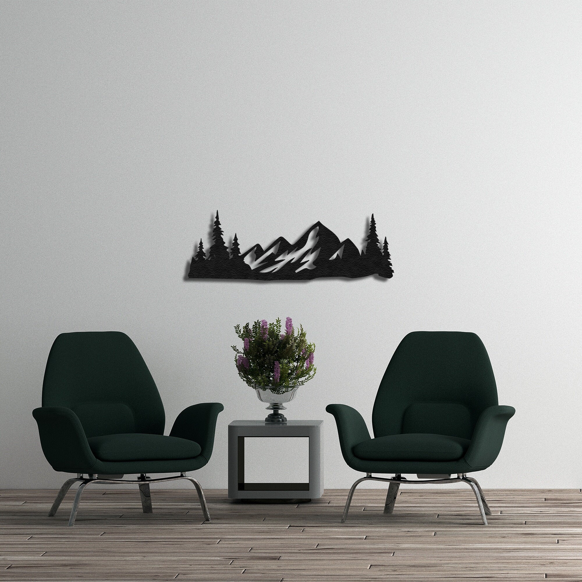 Nature Mountain Metal Wall Art Mountain Forest Metal Wall Etsy