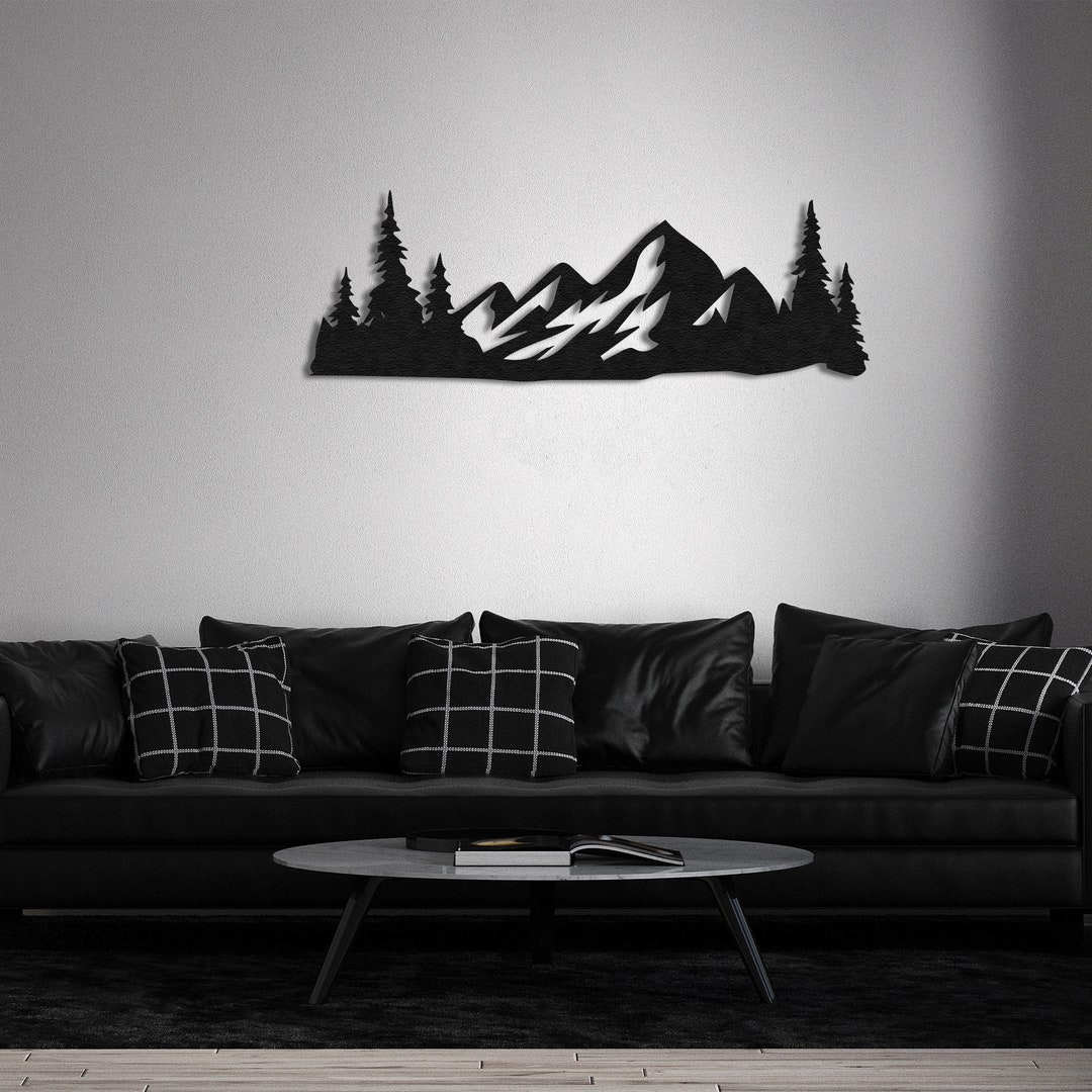 Nature Mountain Metal Wall Art Mountain Forest Metal Wall Etsy