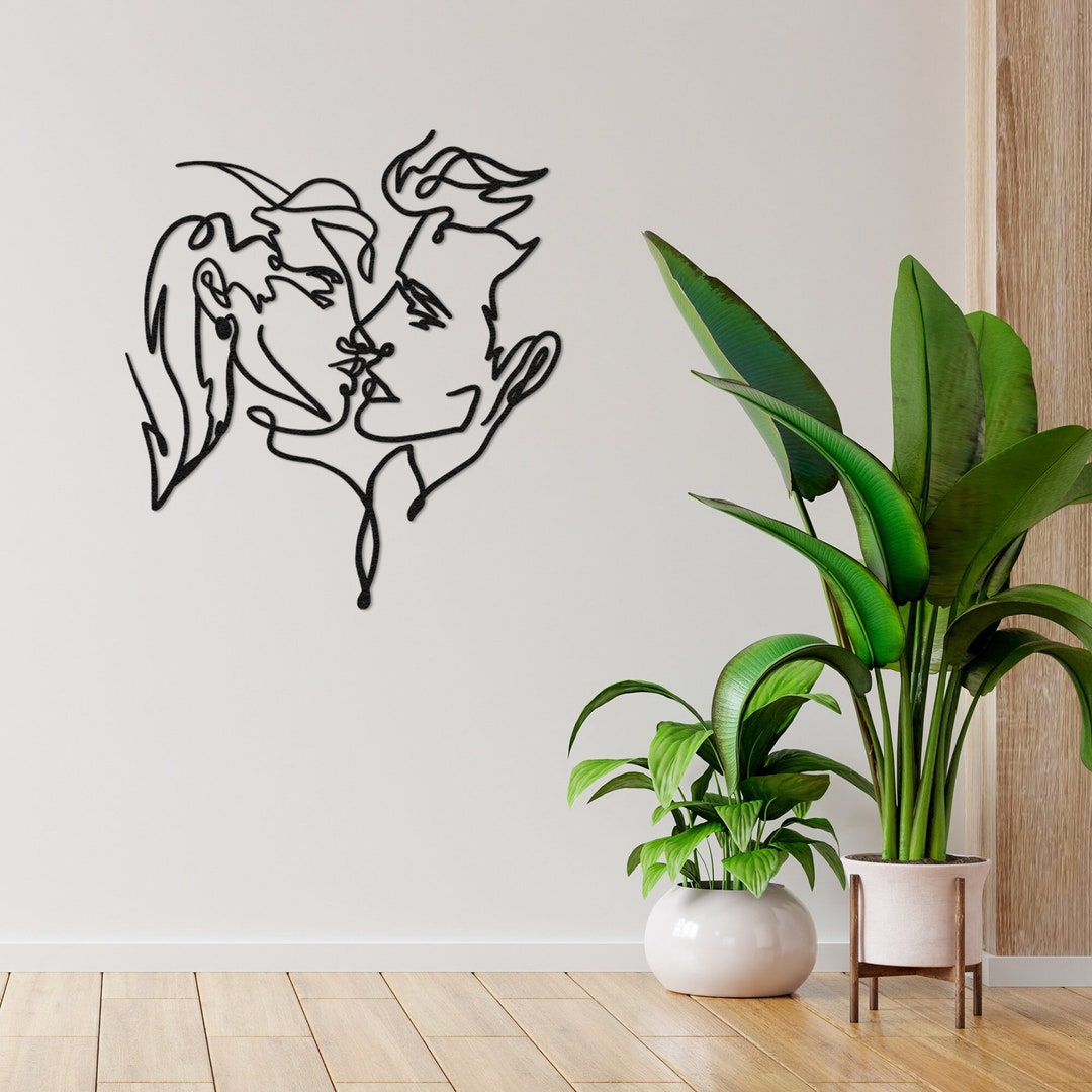 Line Wall Art Metal Lovers Wall Decor Women and Men Home Etsy