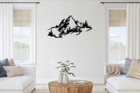 Metal Mountain Wall Decor, Minimalist Line Art, Nature Lover Gift