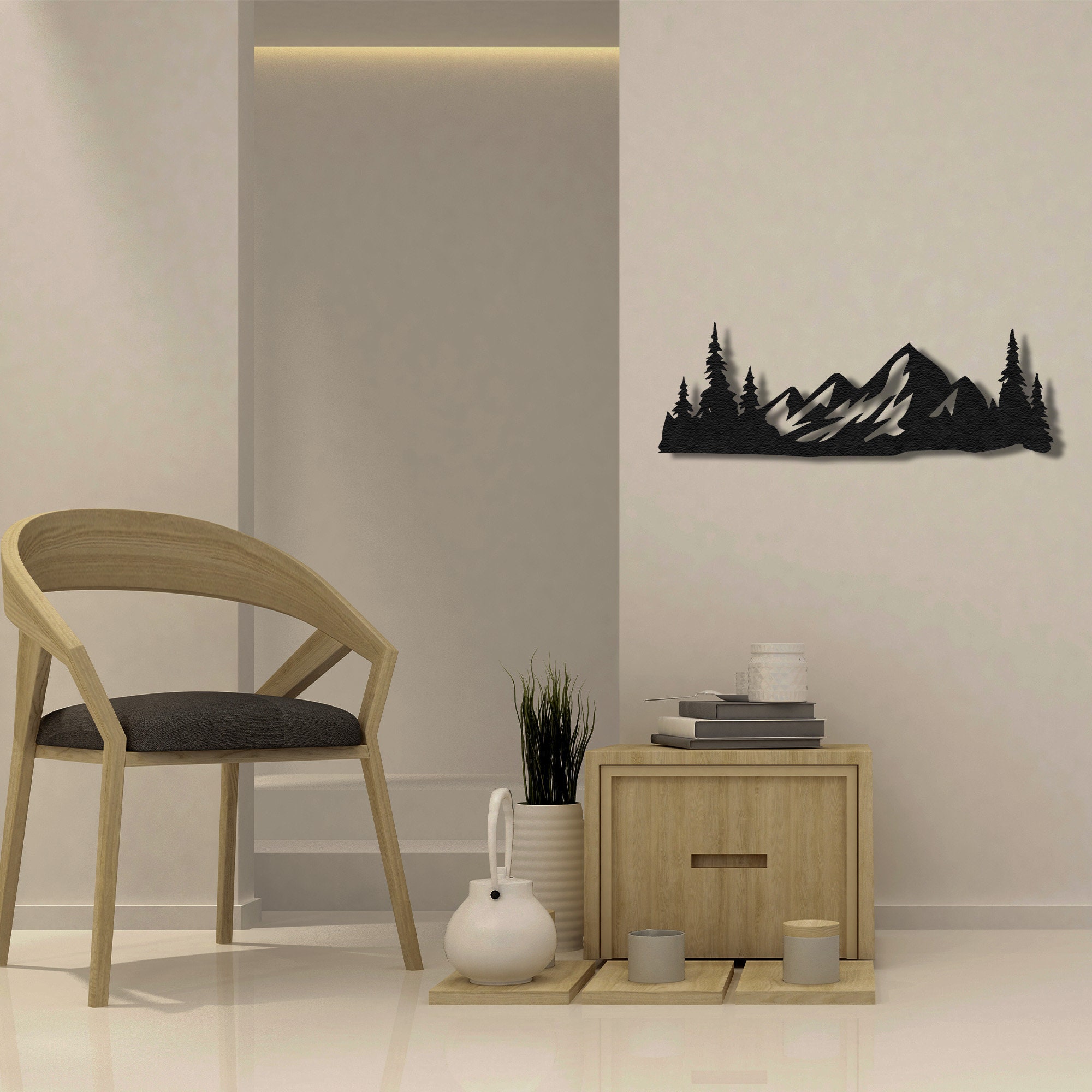 Nature Mountain Metal Wall Art Mountain Forest Metal Wall Etsy