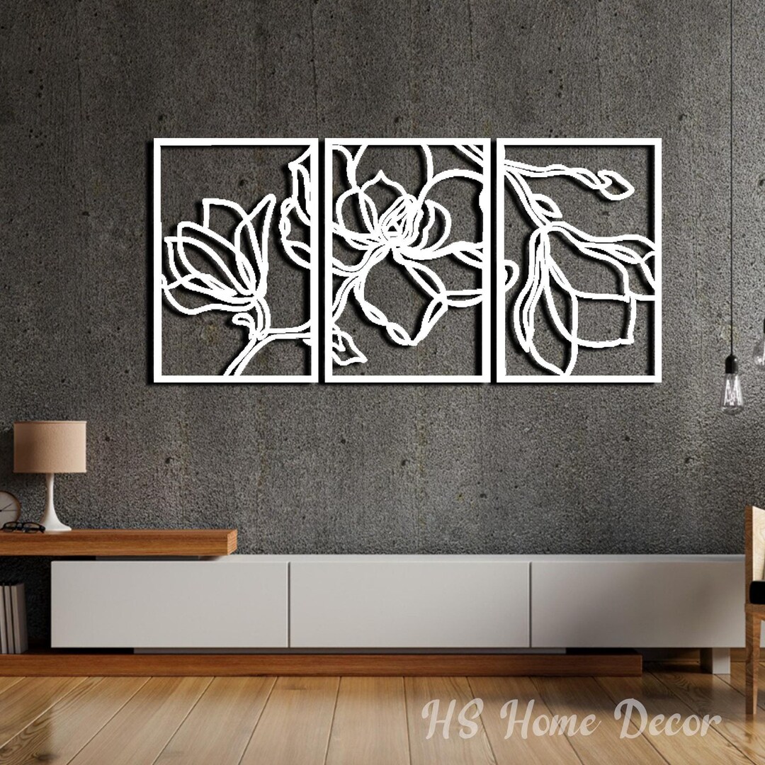 Set of 3 Large Metal Wall Art, Metal Wall Decor, Living Room Wall Art ...
