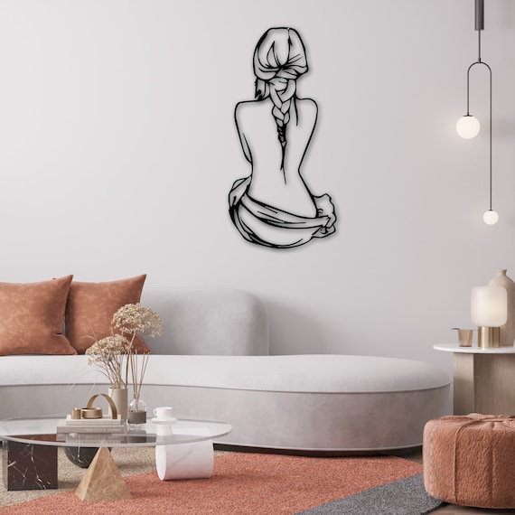 Metal Woman Line Art, Braided Hair Woman Decor, Modern Wall Decor, Women Wall Decor, Women Home Decor